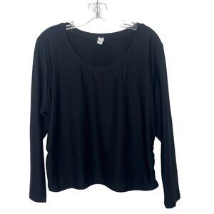 All In Motion Ribbed Long Sleeve Top Womens XXL Black New Workout Activewear
